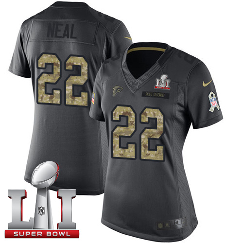 Nike Falcons #22 Keanu Neal Black Super Bowl LI 51 Women's Stitched NFL Limited 2016 Salute to Service Jersey